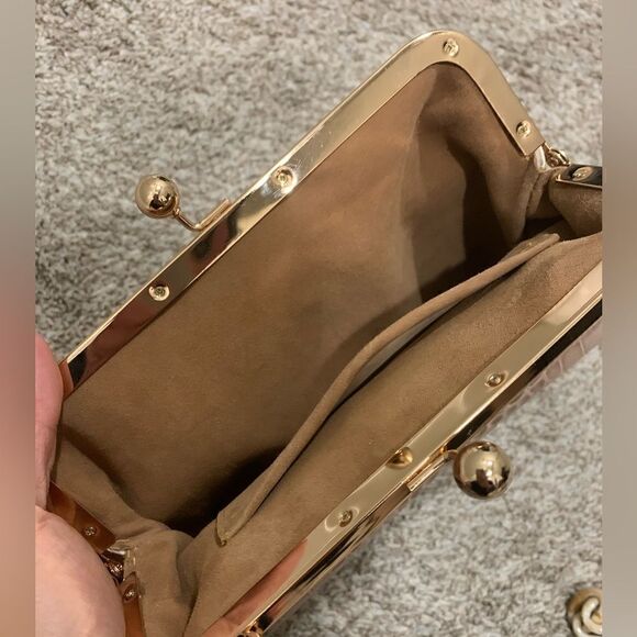 Handmade Genuine Leather Croc-Embossed Kisslock Clutch/Shoulder bag/Crossbody - Picture 15 of 16